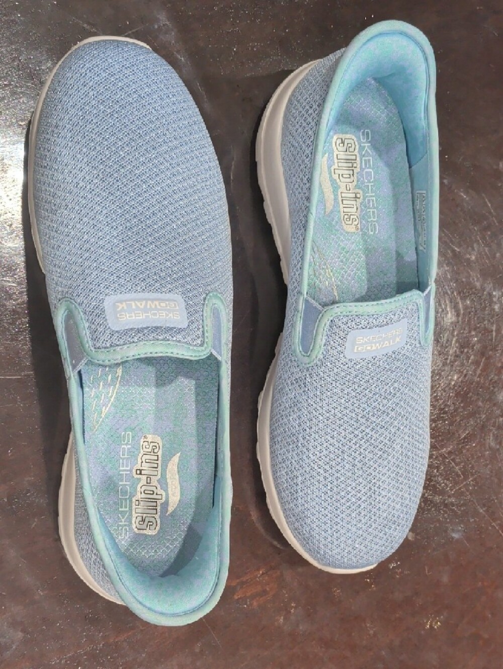 Skechers Light Blue Slip-On GOwalk Sneakers Women - Picture 6 of 9